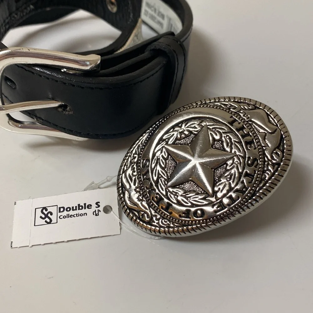 Nakona Kids Texas Western Belt Buckle Set Size 22 NWT Silver Star